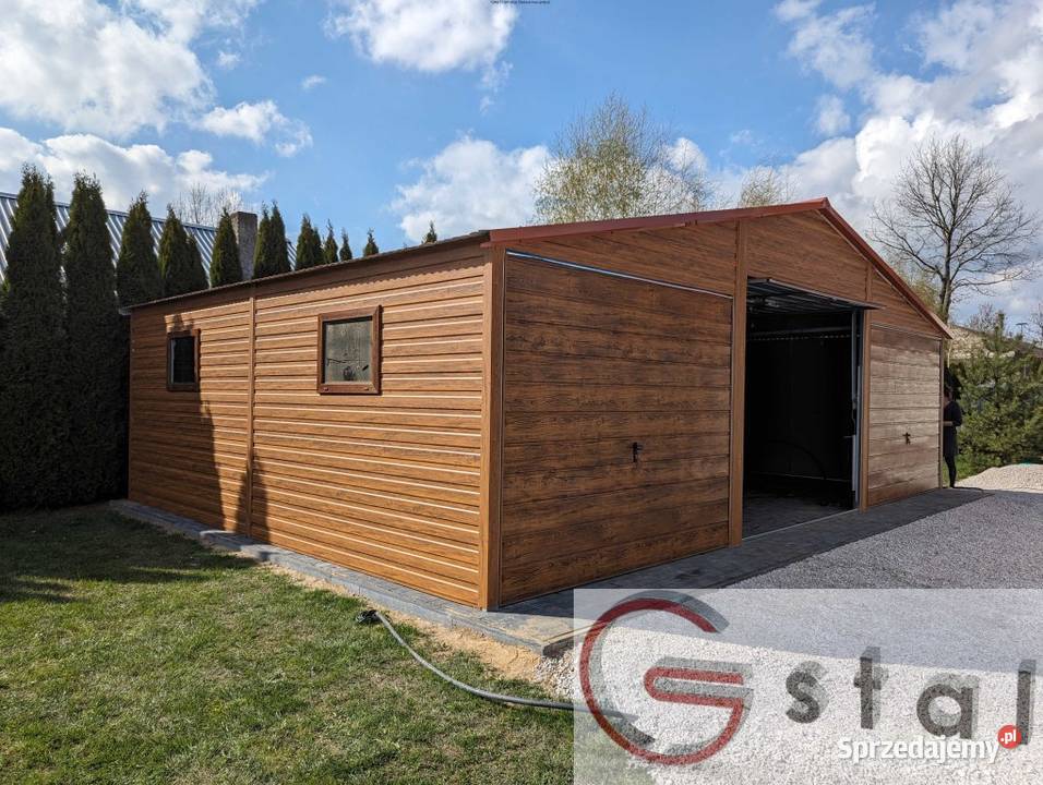 garaż blaszany 9x6 złoty dąb multigloss gstal małopolskie Sucha Beskidzka