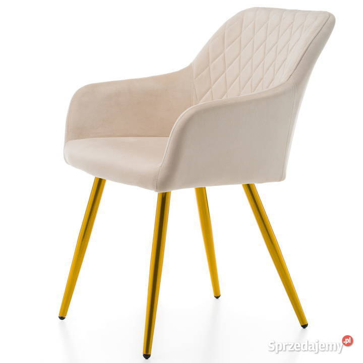Beżowe Krzesło Todi Złote Nogi Wysyłka 24H Tarchały Małe sprzedam