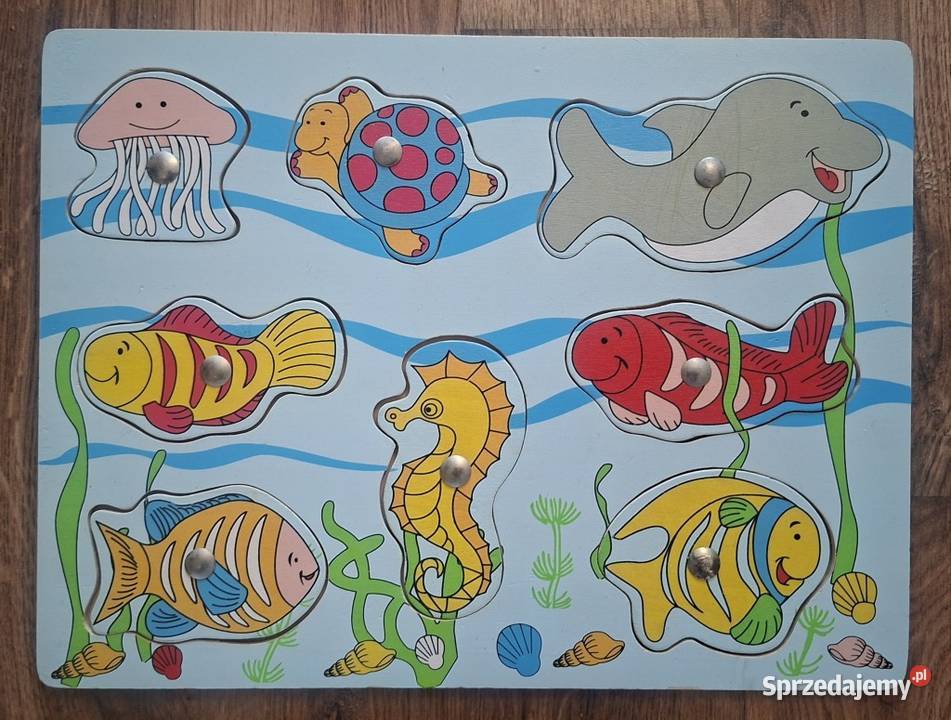 Drewniane rybki z wędką na magnes puzzle Edukacyjne Zielona Góra sprzedam