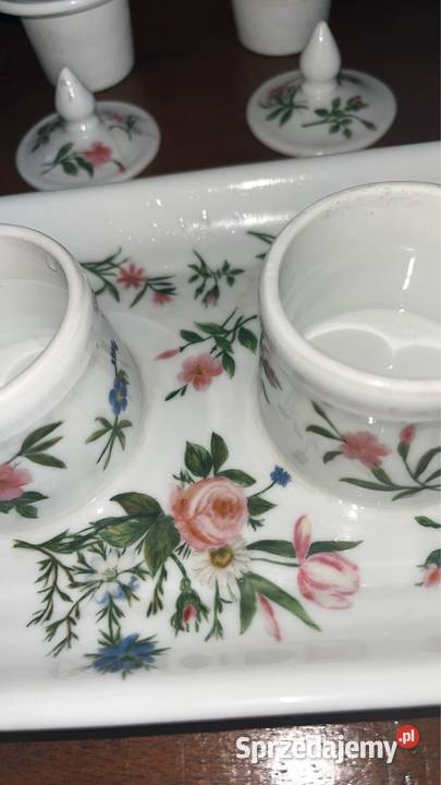 Kałamarz Biała porcelana Róże i chabry pomorskie Gdańsk