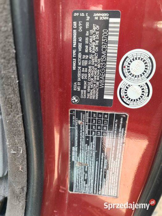 BMW Seria 8 850iA E31 V12 1991  skórzana tapicerka łódzkie