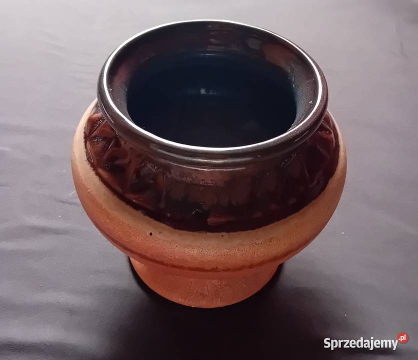 Ceramiczna częściowo szkliwiona osłonka doniczki Porcelana i szkło Koźminek