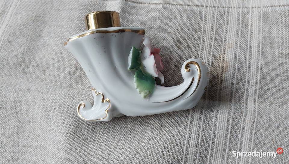 Wintage porcelanowy flakon na perfumy z ręcznie formowaną różą, „Genuine Po