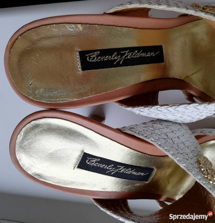 skórzane sandały klapki Beverly Feldman glamour Stare Zakole