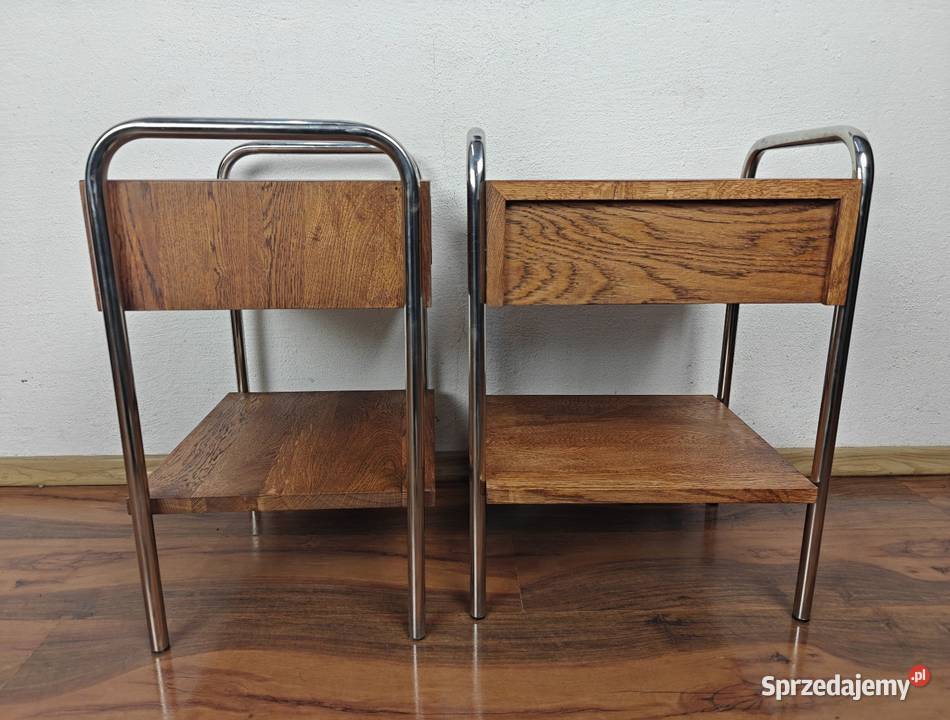 Szafka nocna lity dąb chrom brąz Bauhaus Art sprzedam