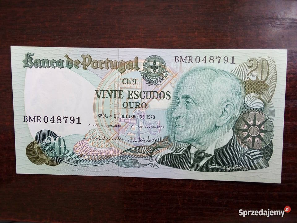 Banknot 20 escudos Portugalia mazowieckie Płońsk
