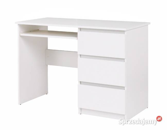 Biurko białe z szufladami C09 proste minimalistyczne 110x51