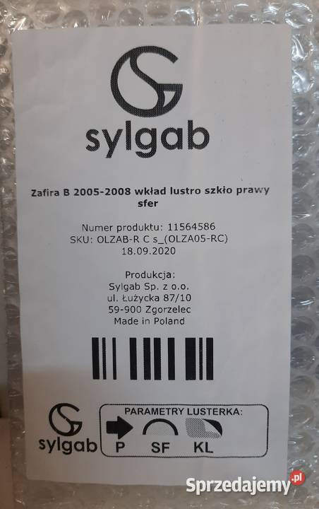 Opel Zafira B 20052008 wkład lustro szkło prawe lubelskie Hrubieszów
