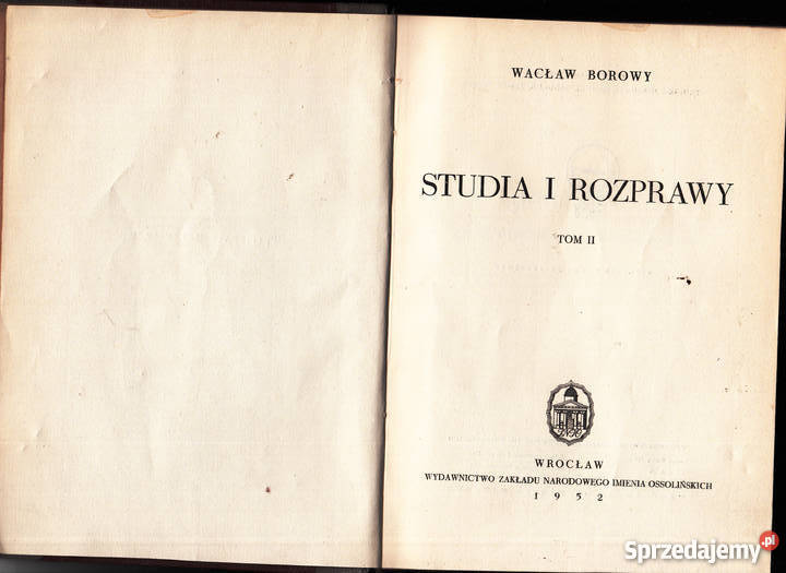 02196 STUDIA I ROZPRAWY 2 TOMY WACŁAW BOROWY Czyrna