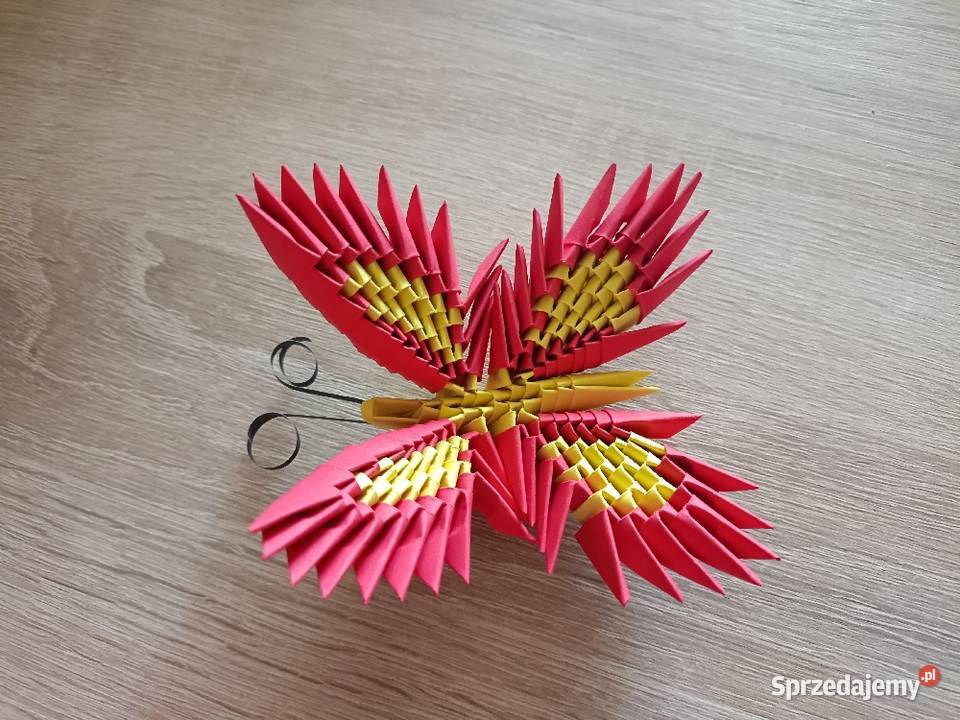 Motyl CzerwonoŻółty Origami Modułowe 3D Kwidzyn