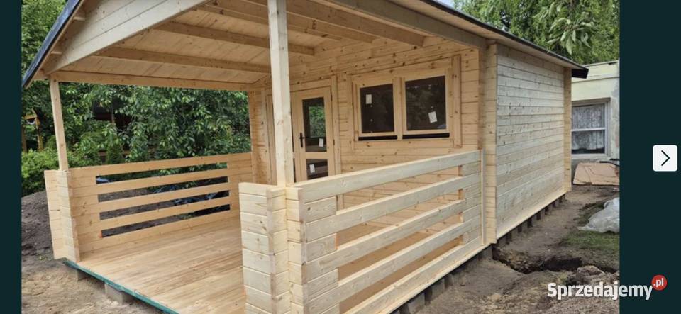 ręki SOLIDNY domek drewniany TARAS 7m x 4m28 m2 wielkopolskie Mnichowo