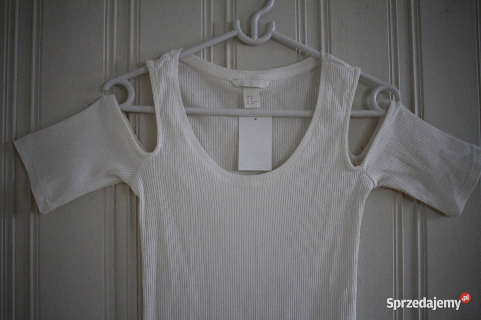 biały top HM xs 34 cold shoulder odkryte ramiona Inowrocław
