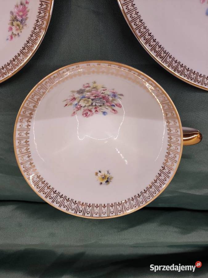 Filiżanka ze spodkiem i talerzykiem porcelana opolskie Głuchołazy