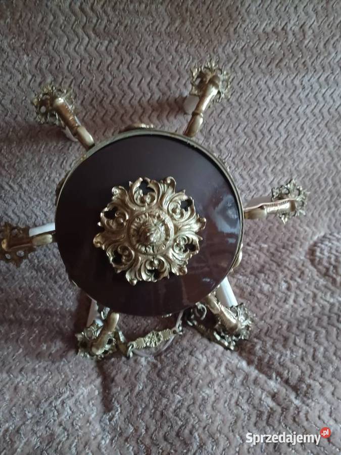 Piękny mosiężny masywny żyrandol Poznań