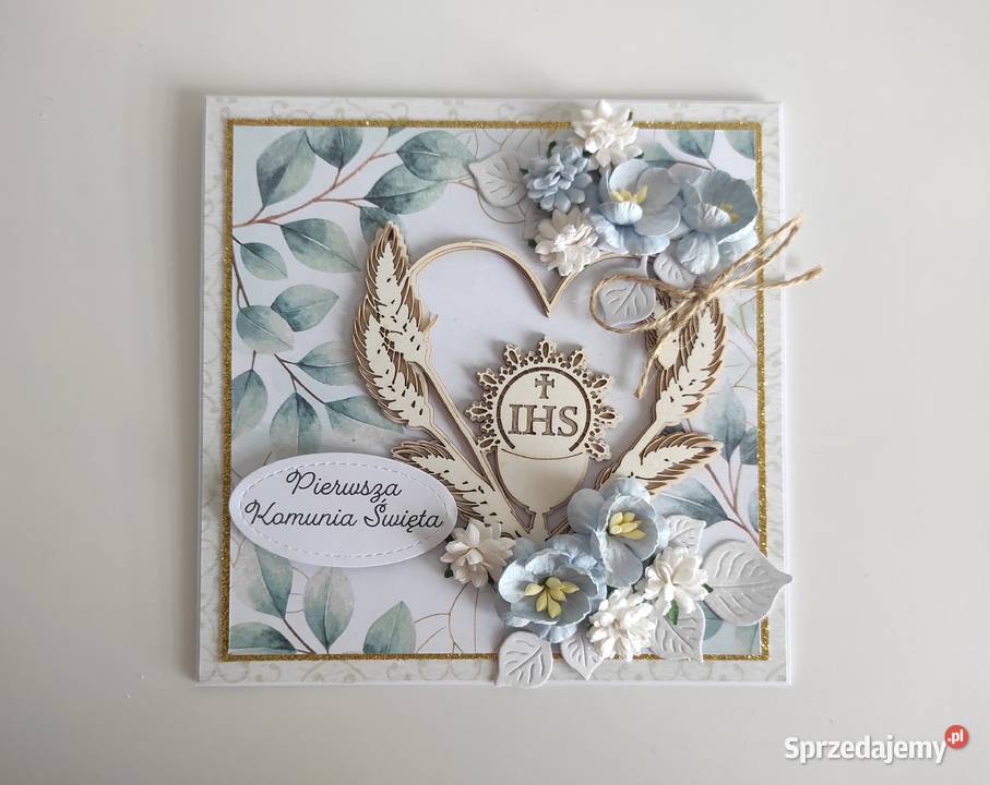 Kartka ręcznie robiona na Komunię Świętą w Łódź