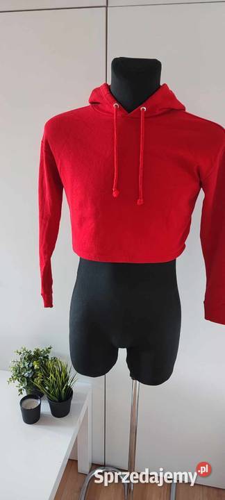 Czerwona krótka damska bluza HM Z kapturem  Warszawa