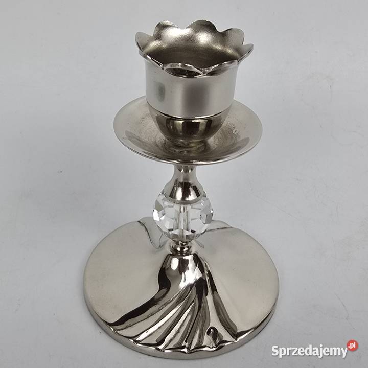 Świecznik posrebrzany metal z kryształkiem Bronisze sprzedam