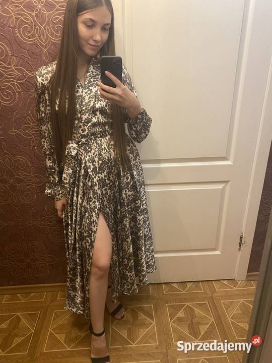 Długa sukienka S z rozcięciem elegancka wesele Szczecin