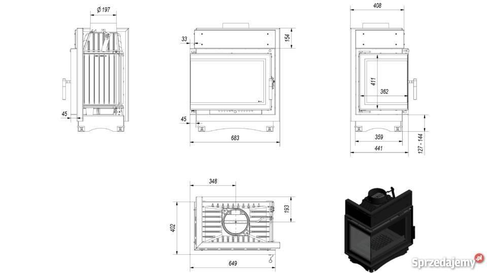 Wkład kominkowy MAJA 8 lewy BS DECO żeliwo Rabka-Zdrój