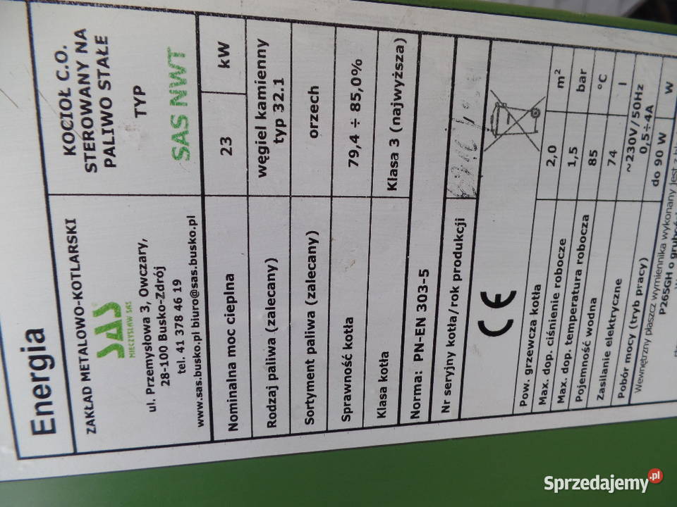 piec kocioł co sas 20 kw małopolskie Tarnów