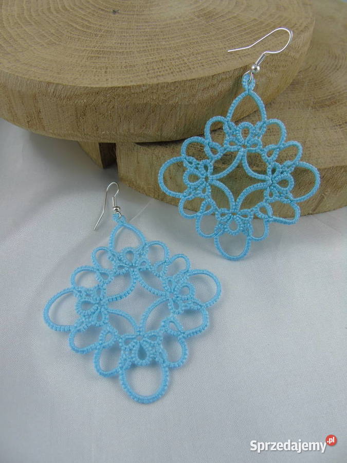 Kolczyki frywolitkowe różne wzory i kolory Wiśniowa