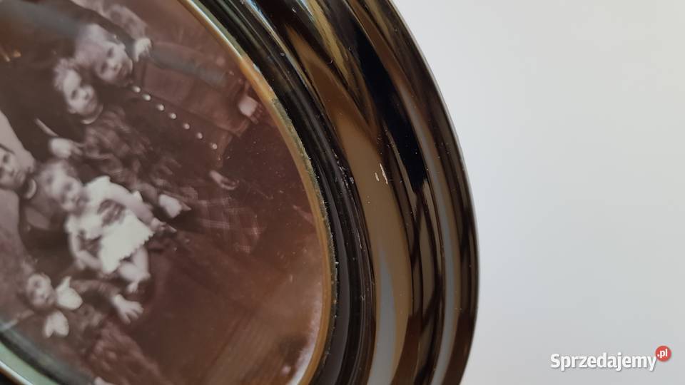 Stara drewniana owalna ramka na zdjęcia przełom Pozostałe