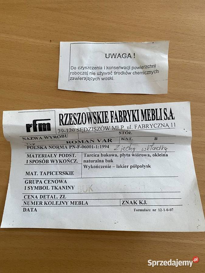 stół z krzesłami Przemyśl