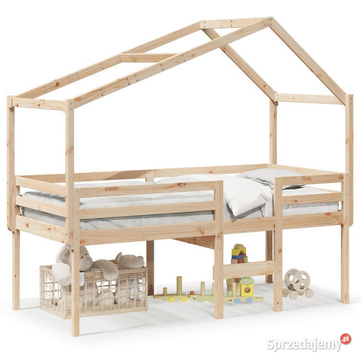 Wysokie łóżko z dachem lite drewno sosnowe 205cm