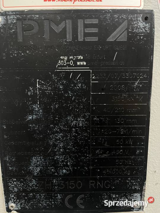 Prasa mechaniczna PME315 tom 75 Umin Rudniki