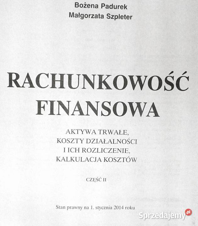 Rachunkowość finansowa Bożena Padurek Małgorzata Chełm