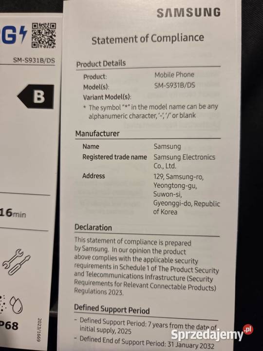 Samsung Galaxy S25 256GB Blue Black NOWY Orygin Samsung Łask