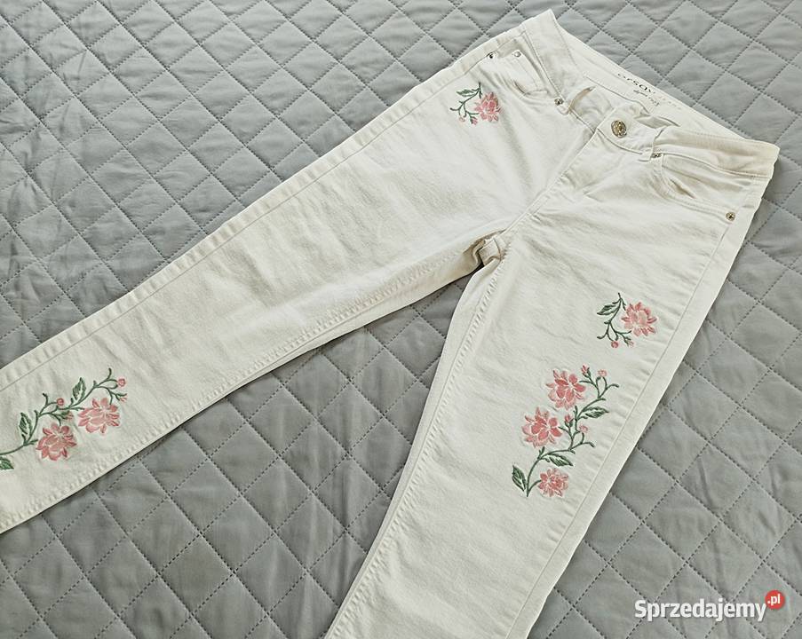 Orsay letnie białe jeansy kwiaty Rozmiar XS S warmińsko-mazurskie
