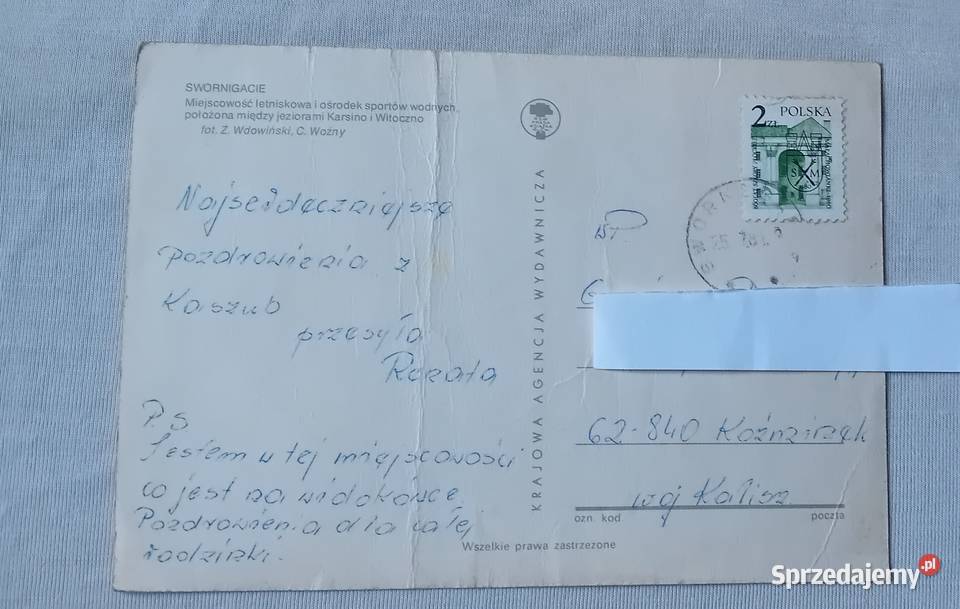 Pocztówka Swornigacie ośrodek sportów wodnych Koźminek