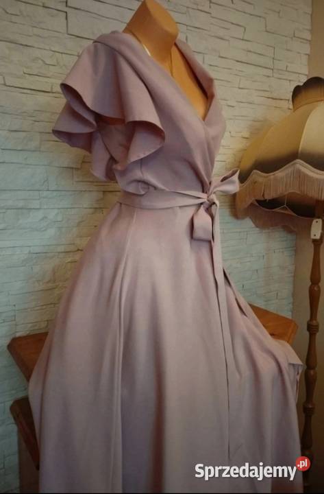 Piękna pudrowa liliowa długa maxi suknia sprzedam