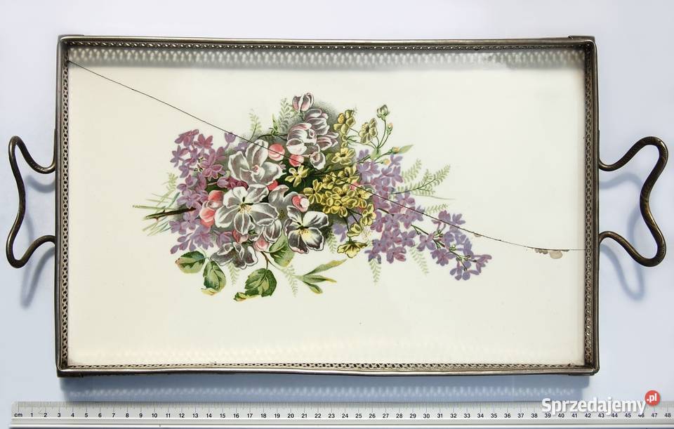 Patera secesyjna Secesja ceramika metal kwiaty