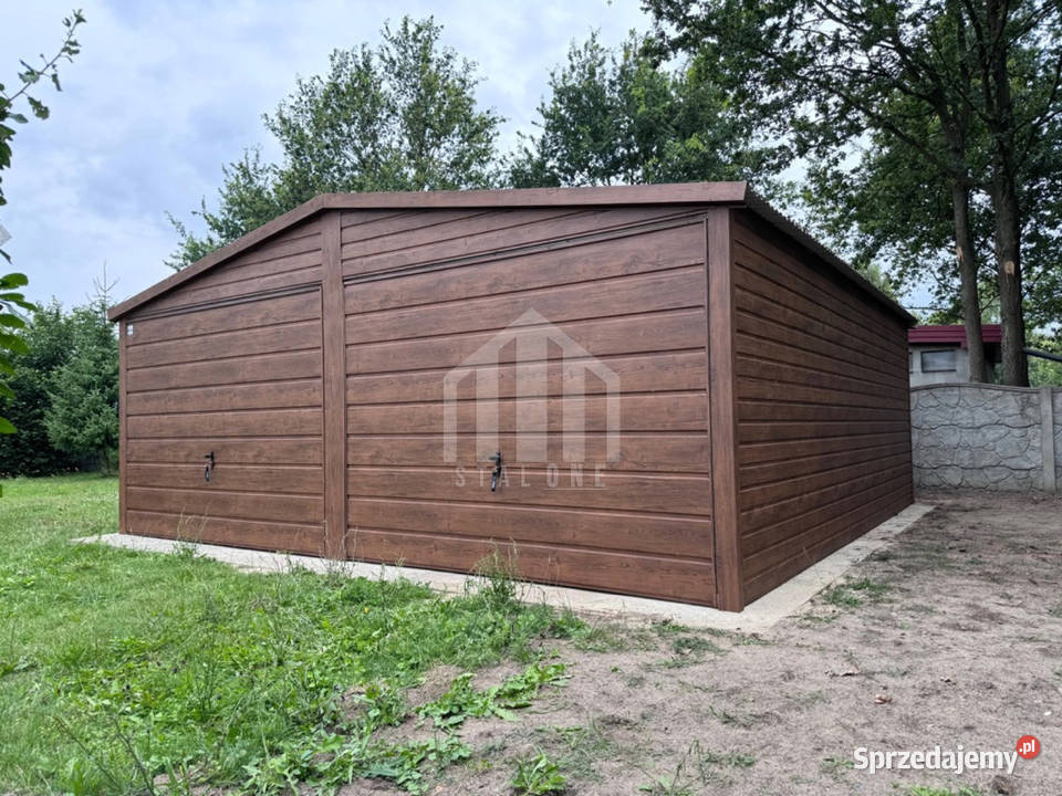 Garaż blaszany 6x5m 2x brama uchylna okno dach