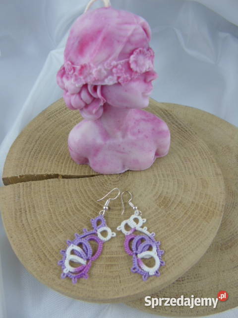 Kolczyki frywolitkowe różne wzory i kolory Wiśniowa