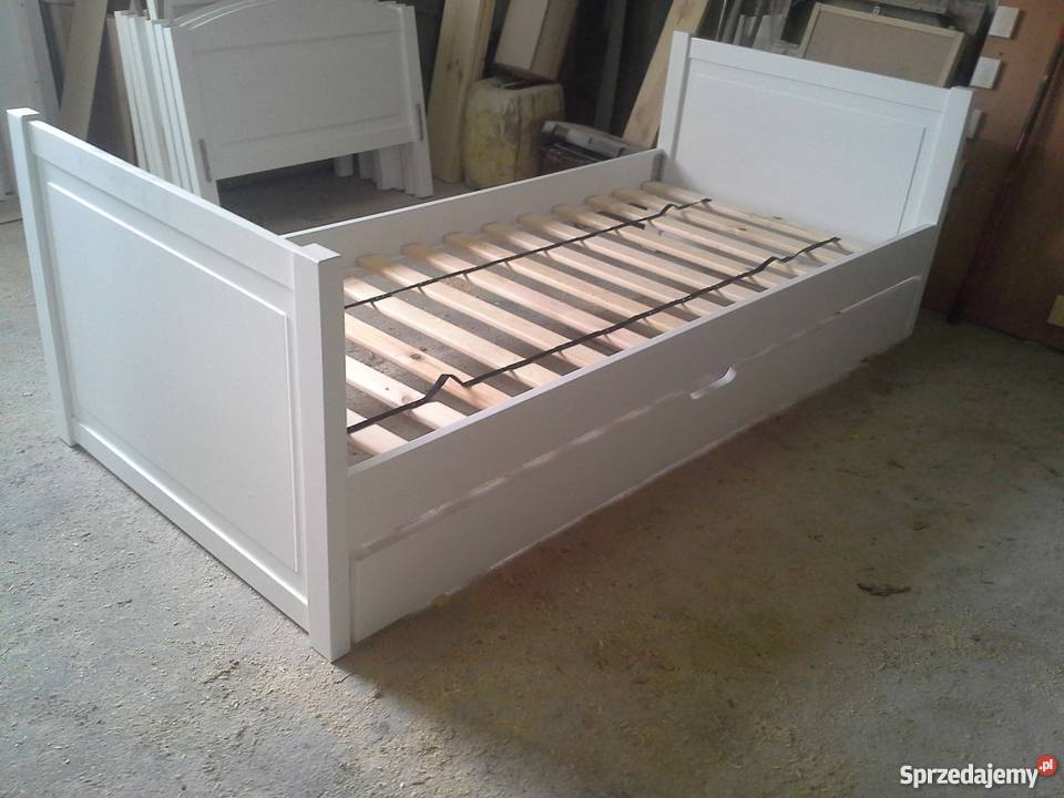 Łóżko drewniane białe dziecięce 80x180