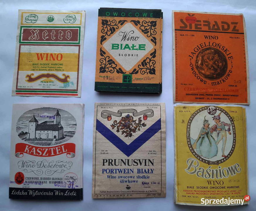STARE ETYKIETY WINO PRL POLSKA Łódź sprzedam