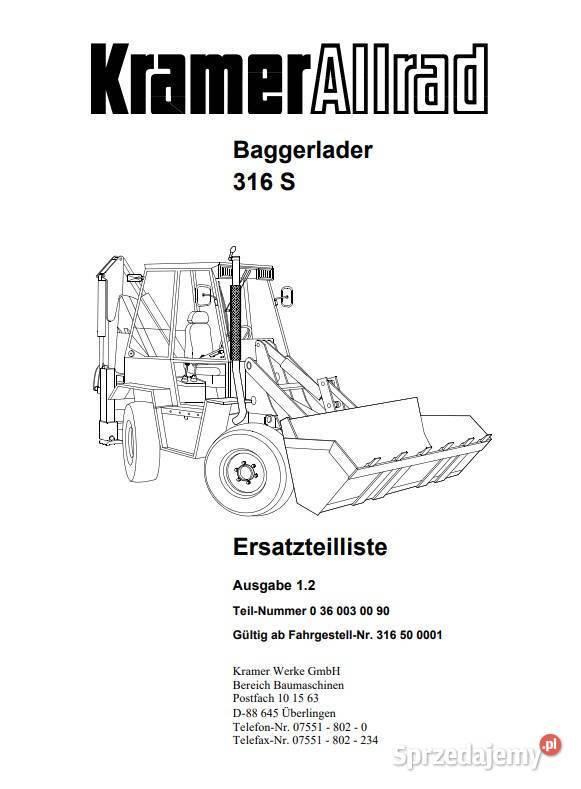 Katalog części Koparkoładowarka Kramer 316 316 S Miastko