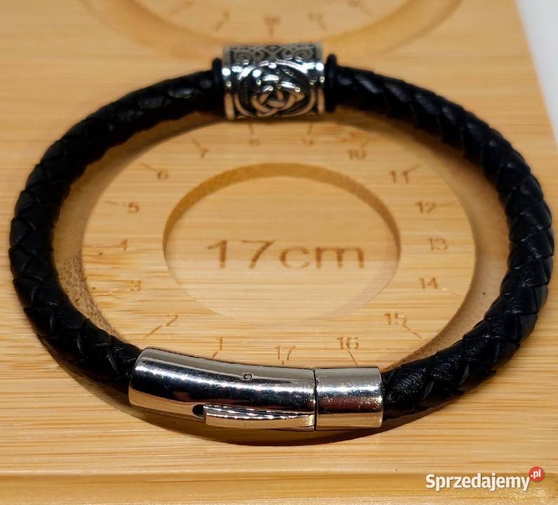 BRANSOLETKA RUNA TRIQUETRA STAL 316L SKÓRA NA Katowice