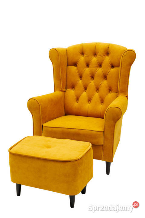 Fotel Glamour Podnóżek Złoty Rzeszów