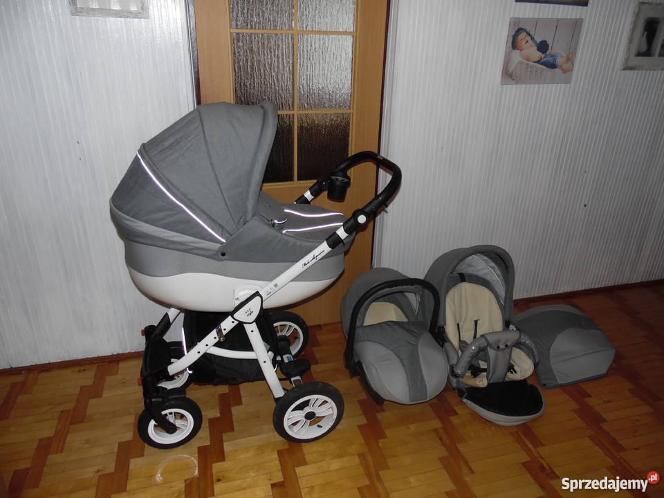 Wózek 3w1 BABY MARC Biało szary Kombornia