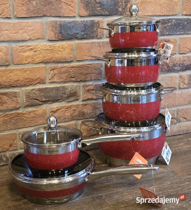 279 Garnki nierdzewne czerwone Hoffner Zabrze