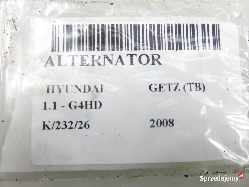 ALTERNATOR HYUNDAI GETZ TB 11 G4HD 0124220008 osobowe Układ elektryczny silnika Motoryzacja
