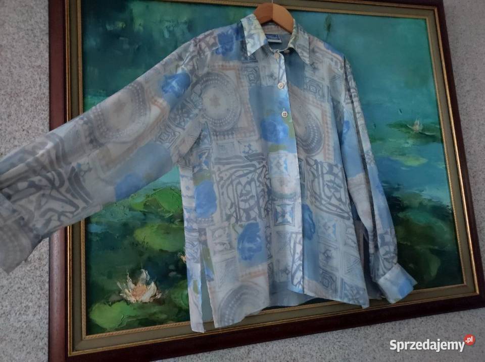 elegancka zwiewna bluzka z kołnierzykiem we zielony Kielce