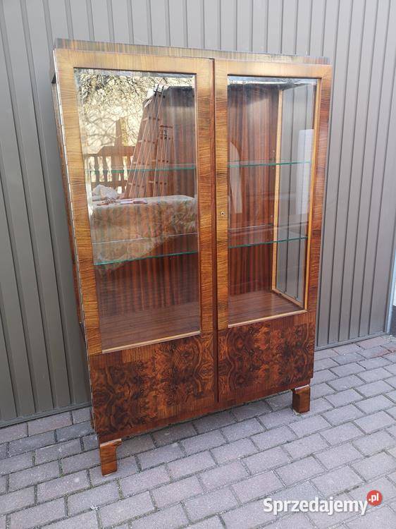 Witryna Biblioteka ARTDECO Orzech Politura Stara Meble wielkopolskie