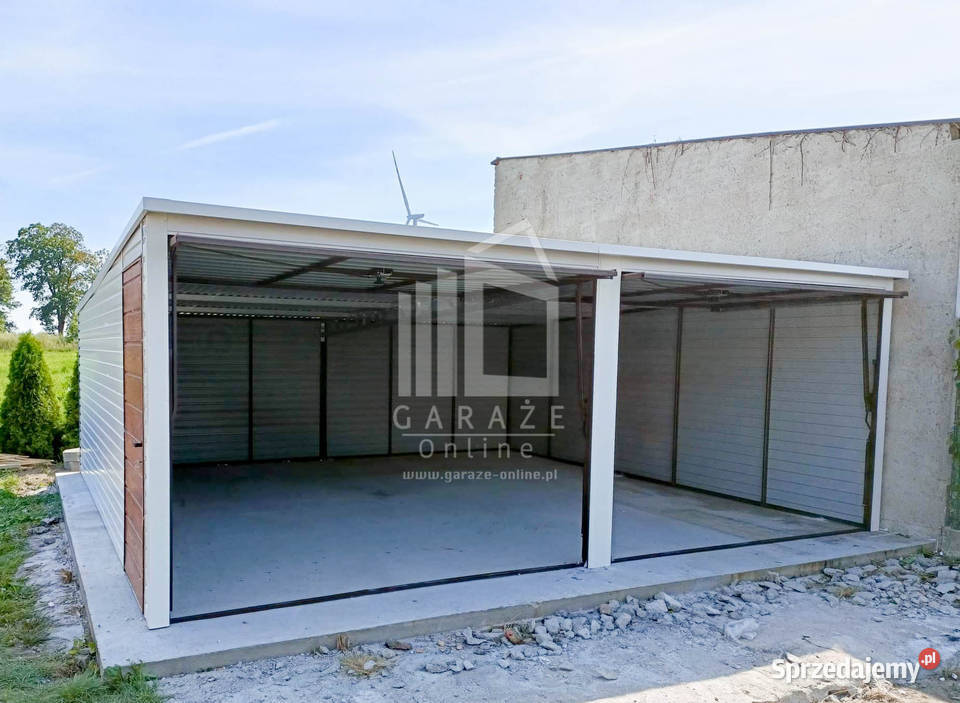 GARAŻ BLASZANY 6m x 58m spad tył 2x Brama drzwi Tarnów