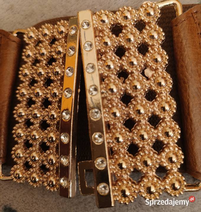 Pasek brązowy ze złotą klamerką 7cm Gdańsk