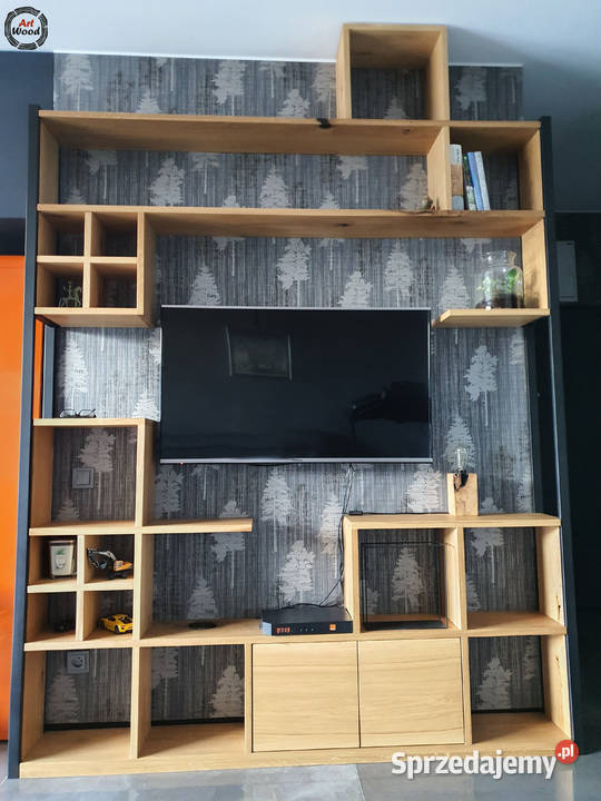 Regał drewniany zabudowa TV regał dębowy małopolskie Nowy Sącz